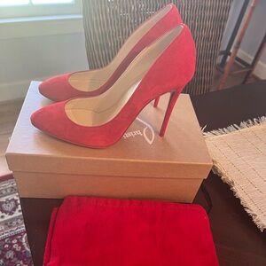 Christian Louboutin Red Suede Stiletto Pumps 36.5